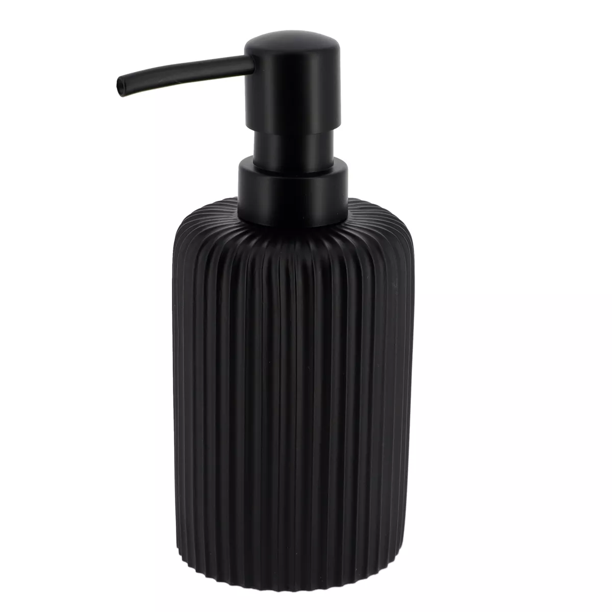 SET GOBELET DISTRIBUTEUR A SAVON ET PORTE SAVON POLYRESINE STRIEE - NOIR