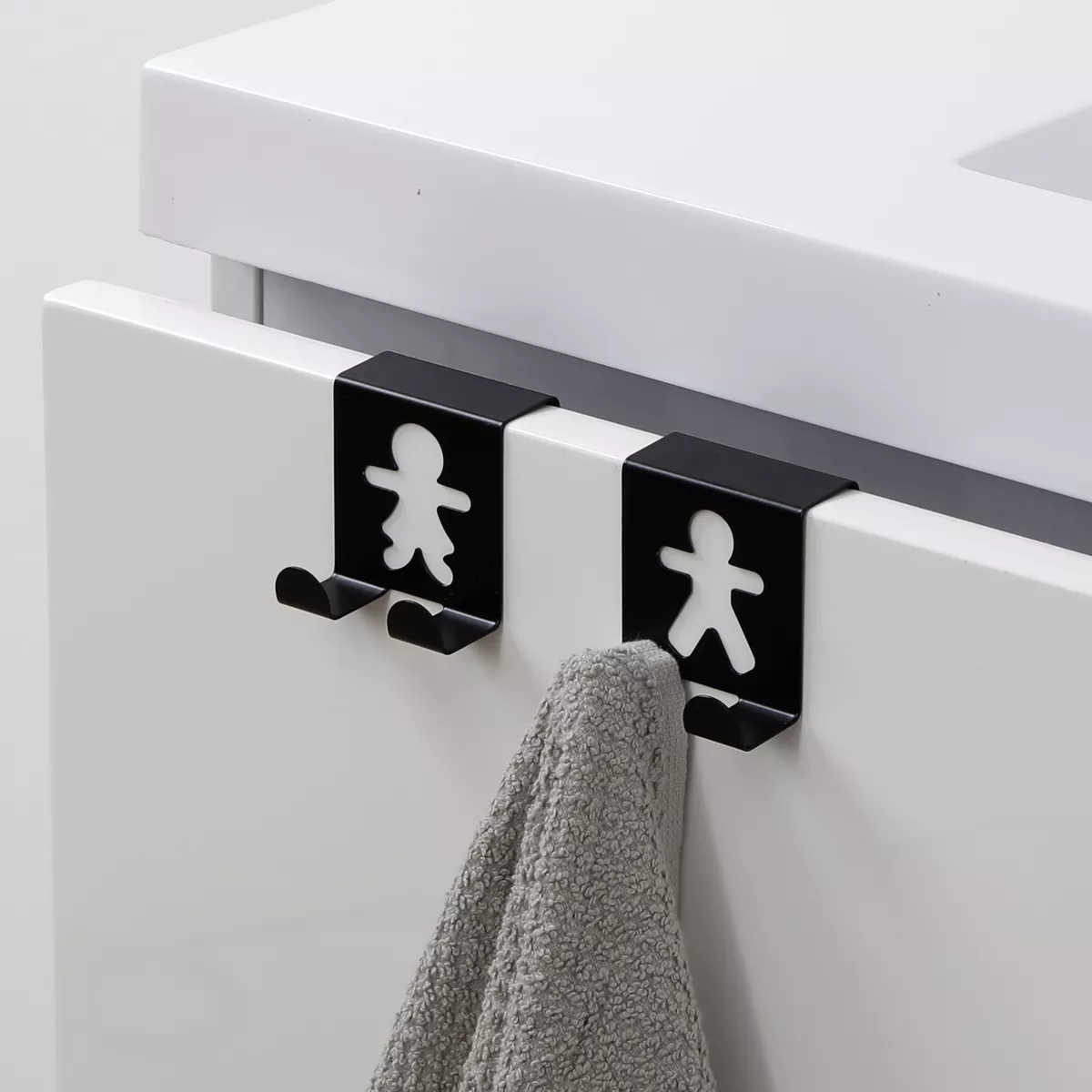2er-Set Haken zum Aufhängen Metall (H4,8 cm) Bonhommes Schwarz
