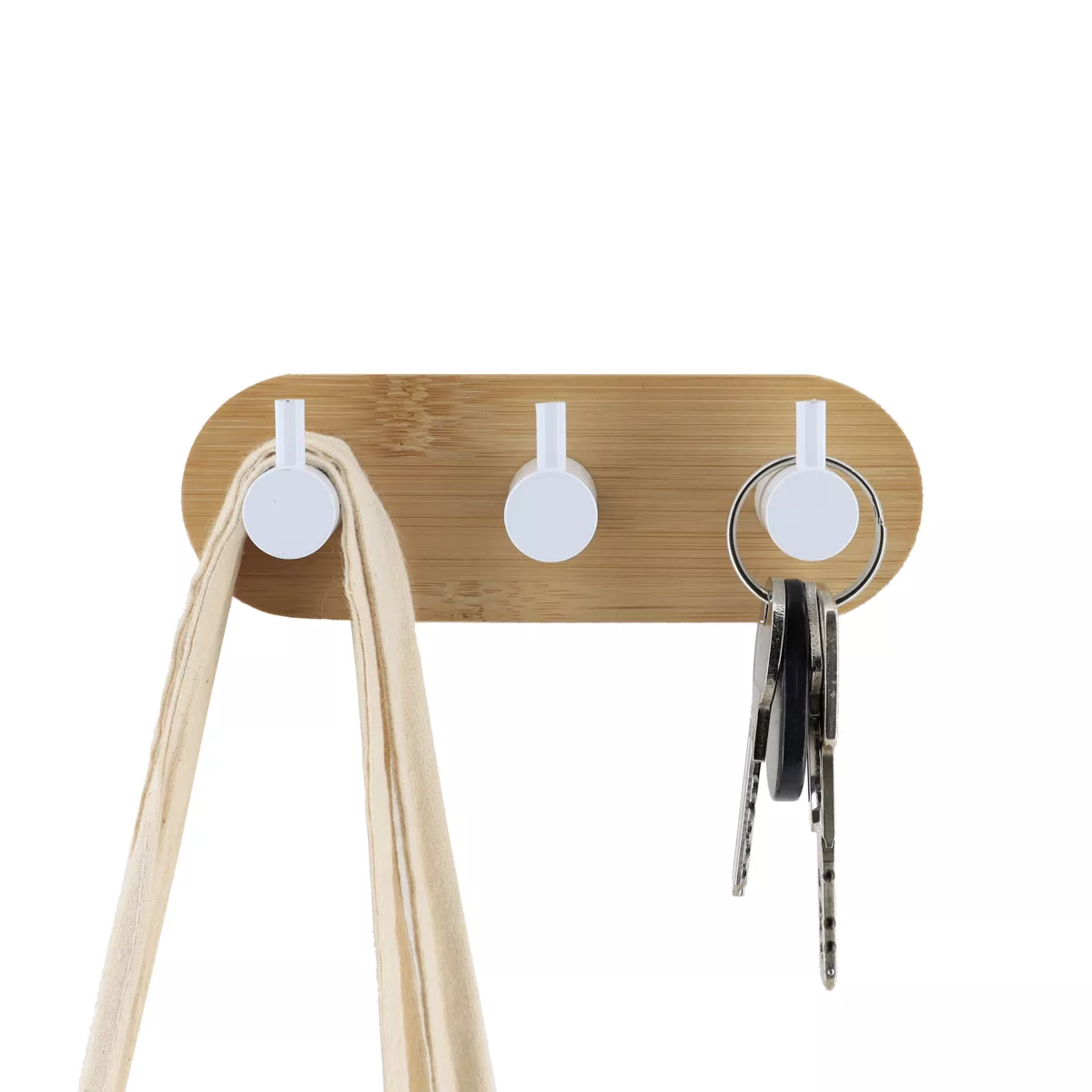 Appendiabiti adesivo 3M bambù 3 ganci (L16 cm) Bianco