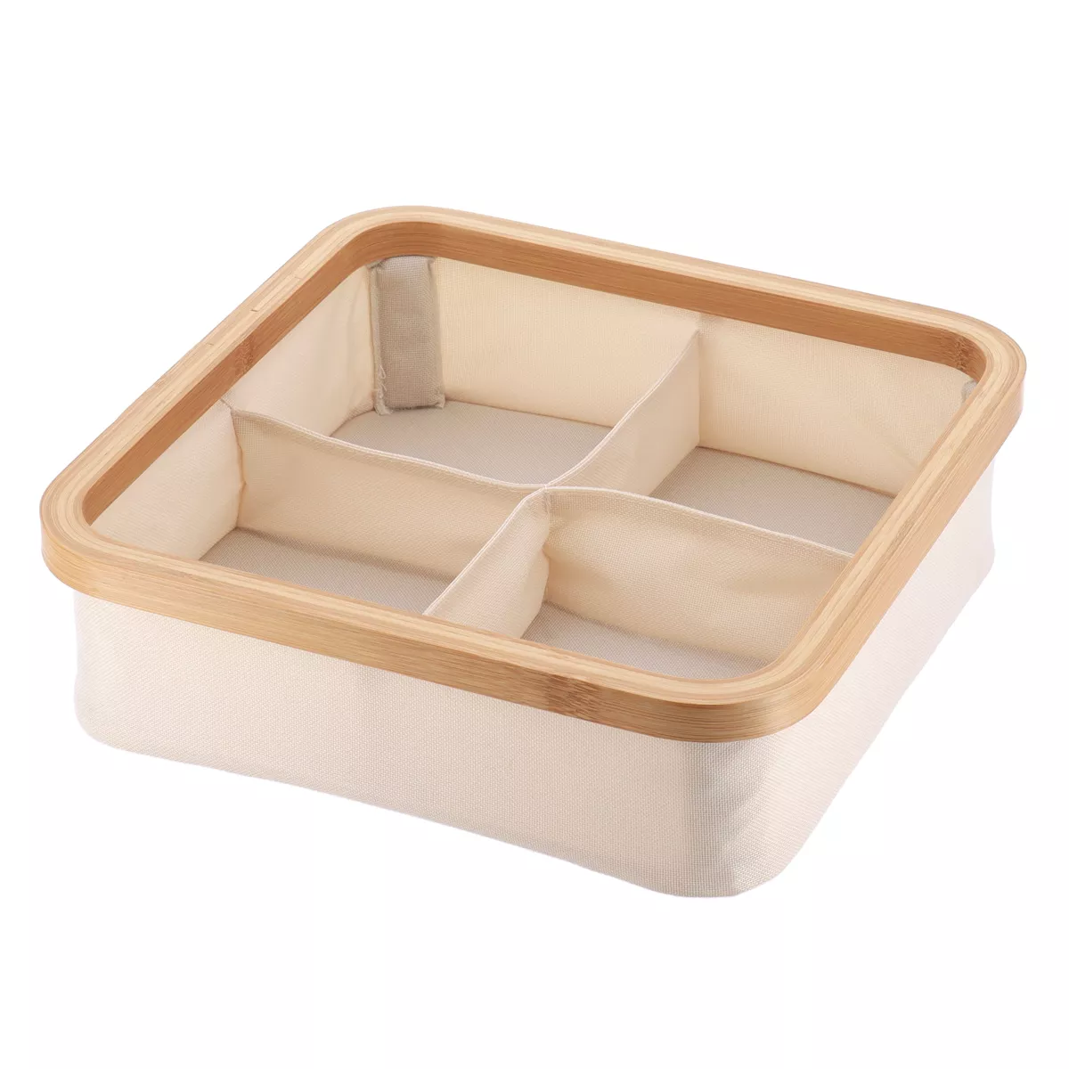 Organizer quadratisch faltbar 4-Fächer (L30 x H10 cm) Purebamboo Cremeweiß