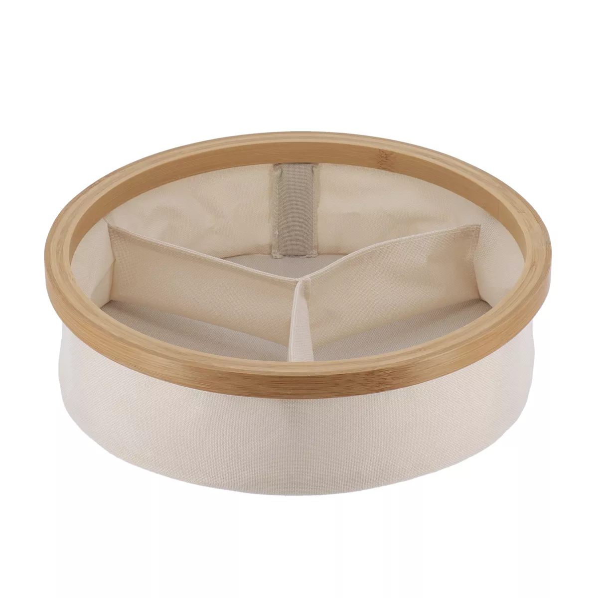 Organizer rund faltbar 3-Fächer (D30 x H10 cm) Purebamboo Cremeweiß