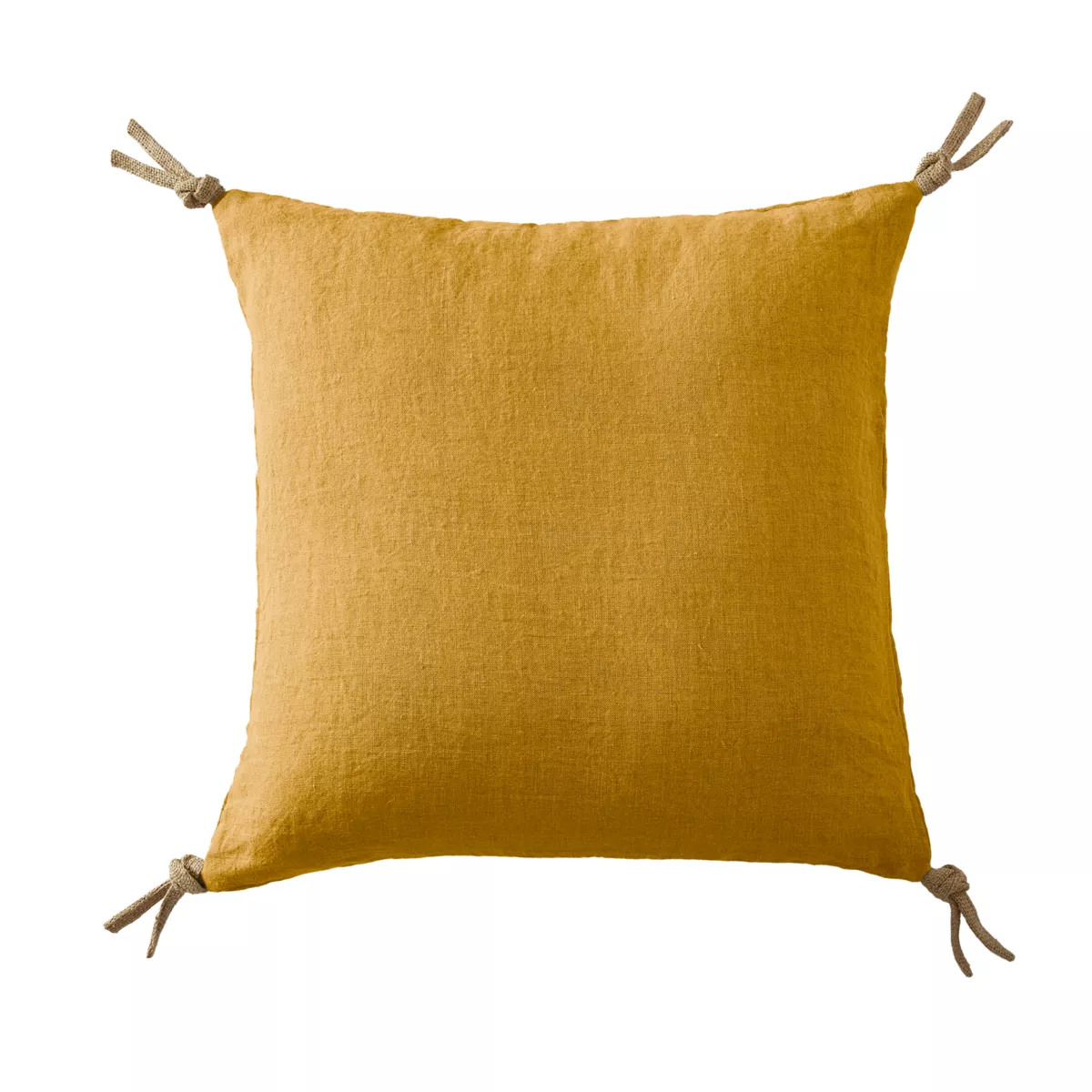 Cojín cuadrado lino lavado (45 cm) Louise Amarillo mostaza