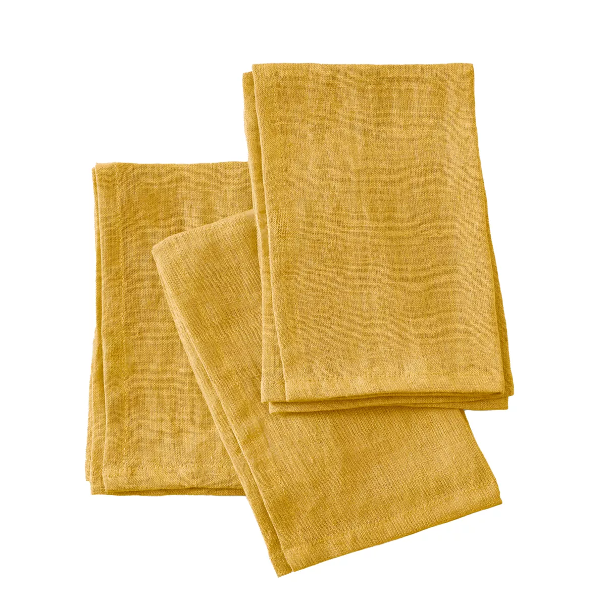 Set di 3 tovaglioli lino lavato Louise Giallo senape