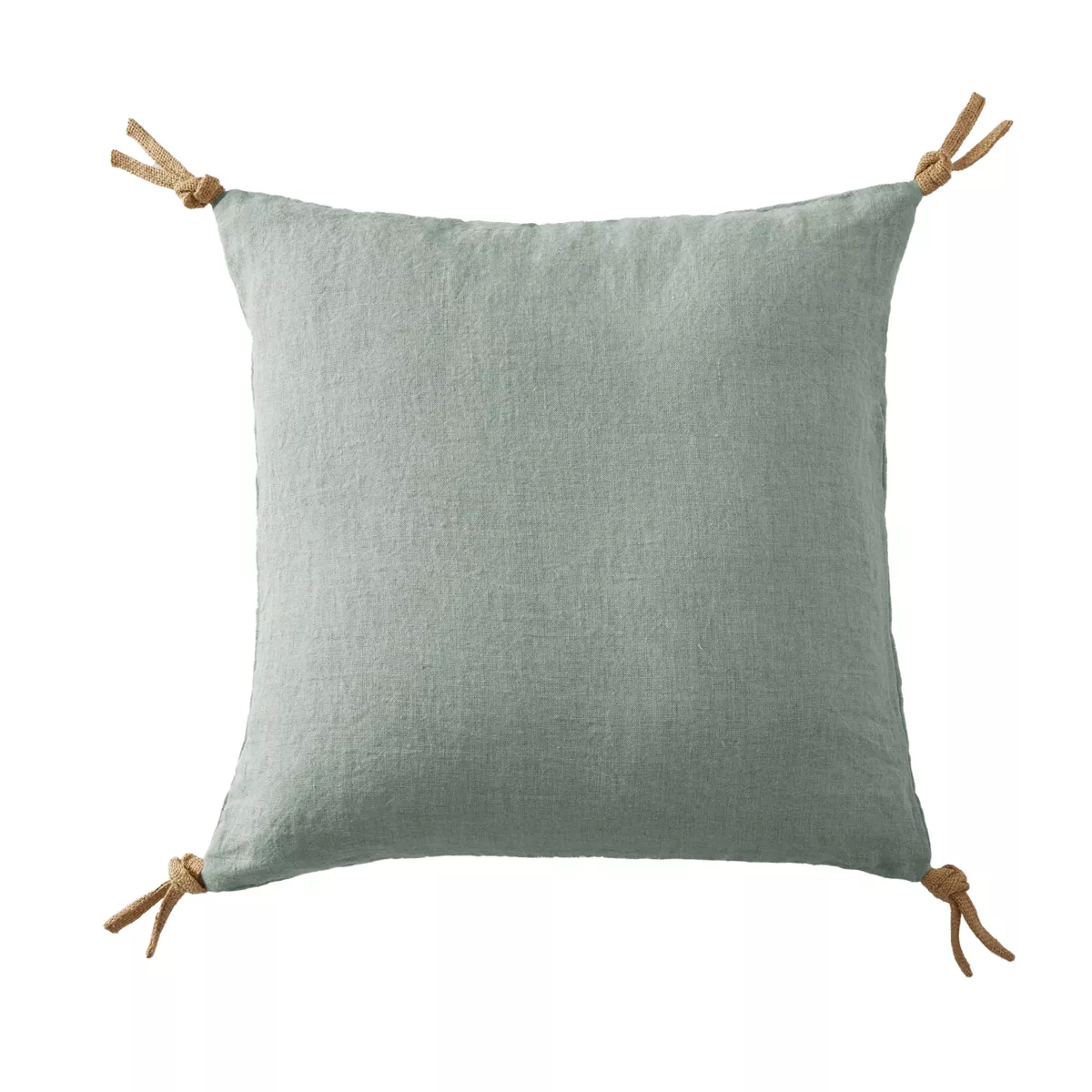 Coussin carré lin lavé (45 cm) Louise Vert eucalyptus