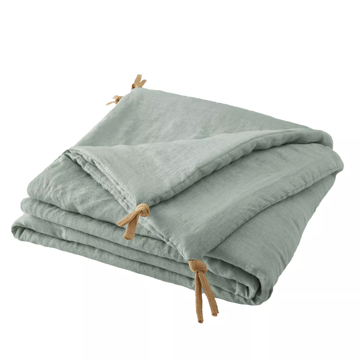 Edredón lino lavado (90 x 200 cm) Louise Verde eucalipto