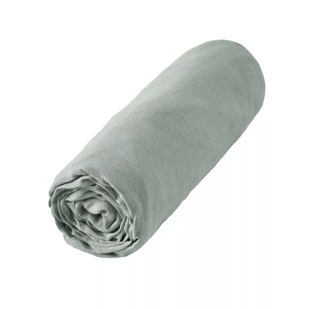 Drap housse lin lavé (180 cm) Louise Vert eucalyptus 3