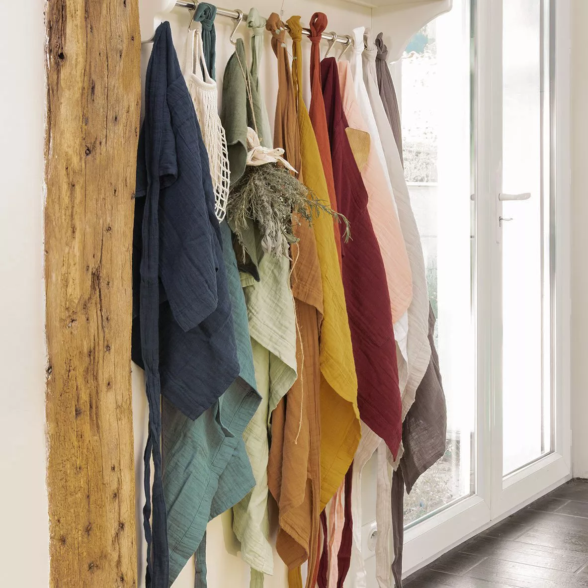 Kochschürze mit Taschen aus Baumwoll-Gaze Gaïa Camel