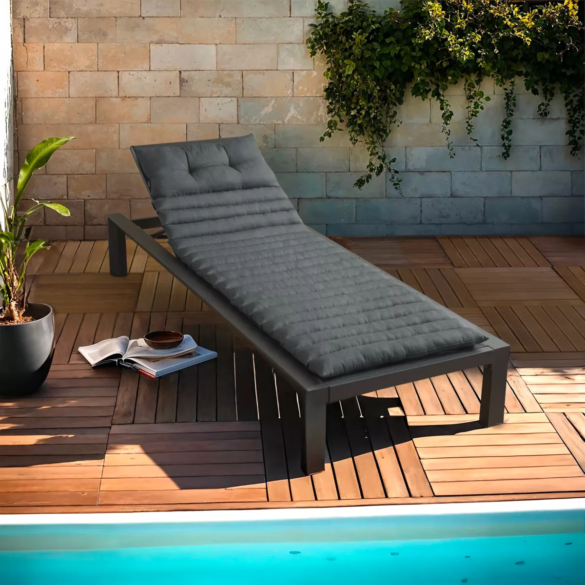 Liegenauflage (180 x 60 cm) Sunset Anthrazitgrau