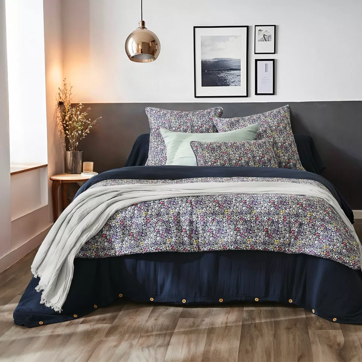 Coussin carré gaze de coton (45 x 45 cm) Elya Violet