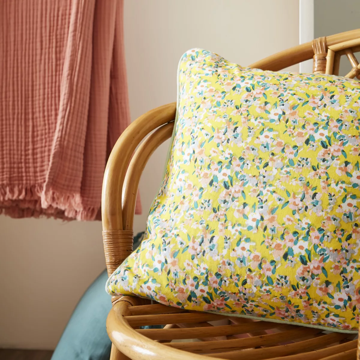 Cojín rectangular en gasa de algodón (40 x 60 cm) Abigaël Amarillo