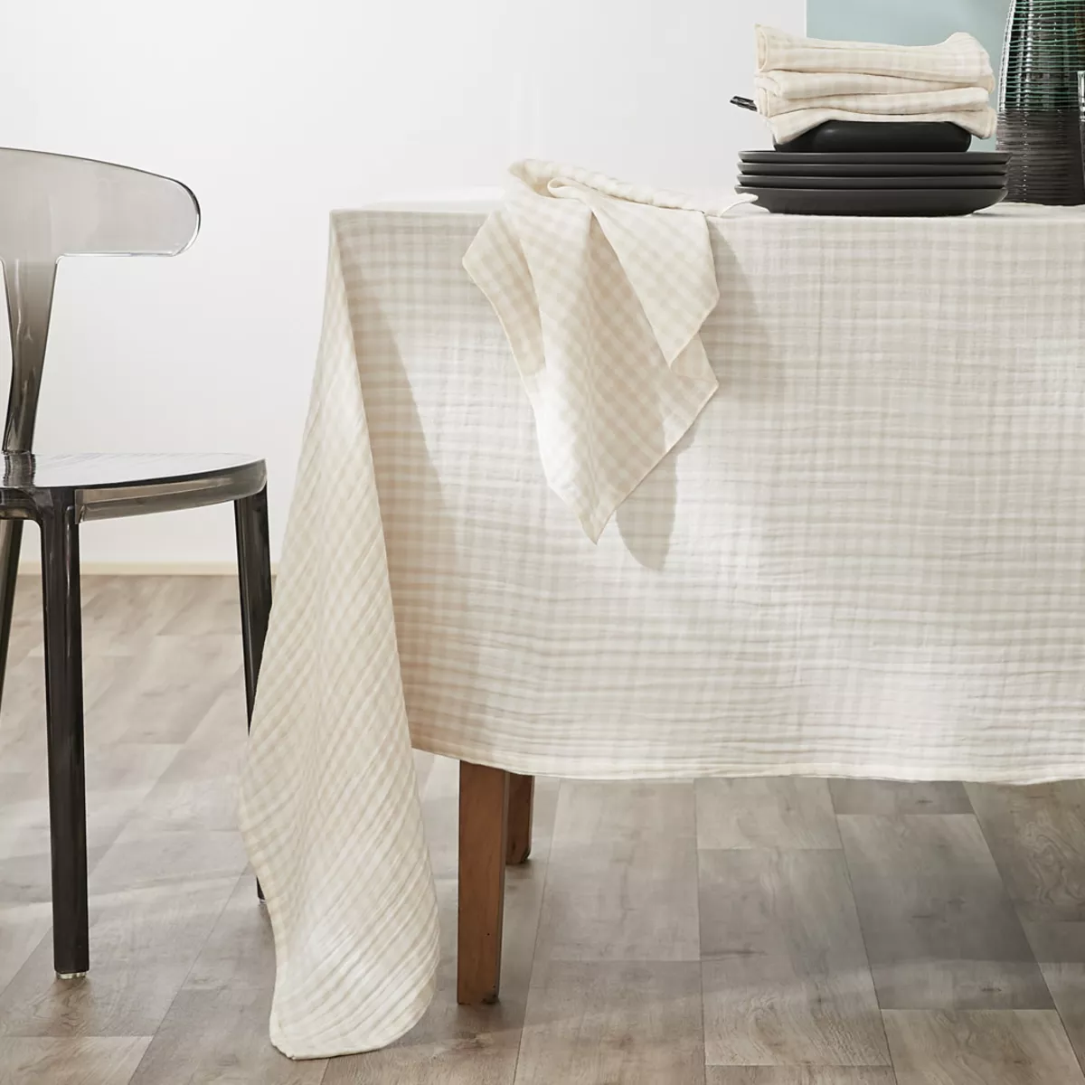 Nappe rectangle 150 x 350 cm Gaze de coton tissŽe teinte VICKIE Pampa