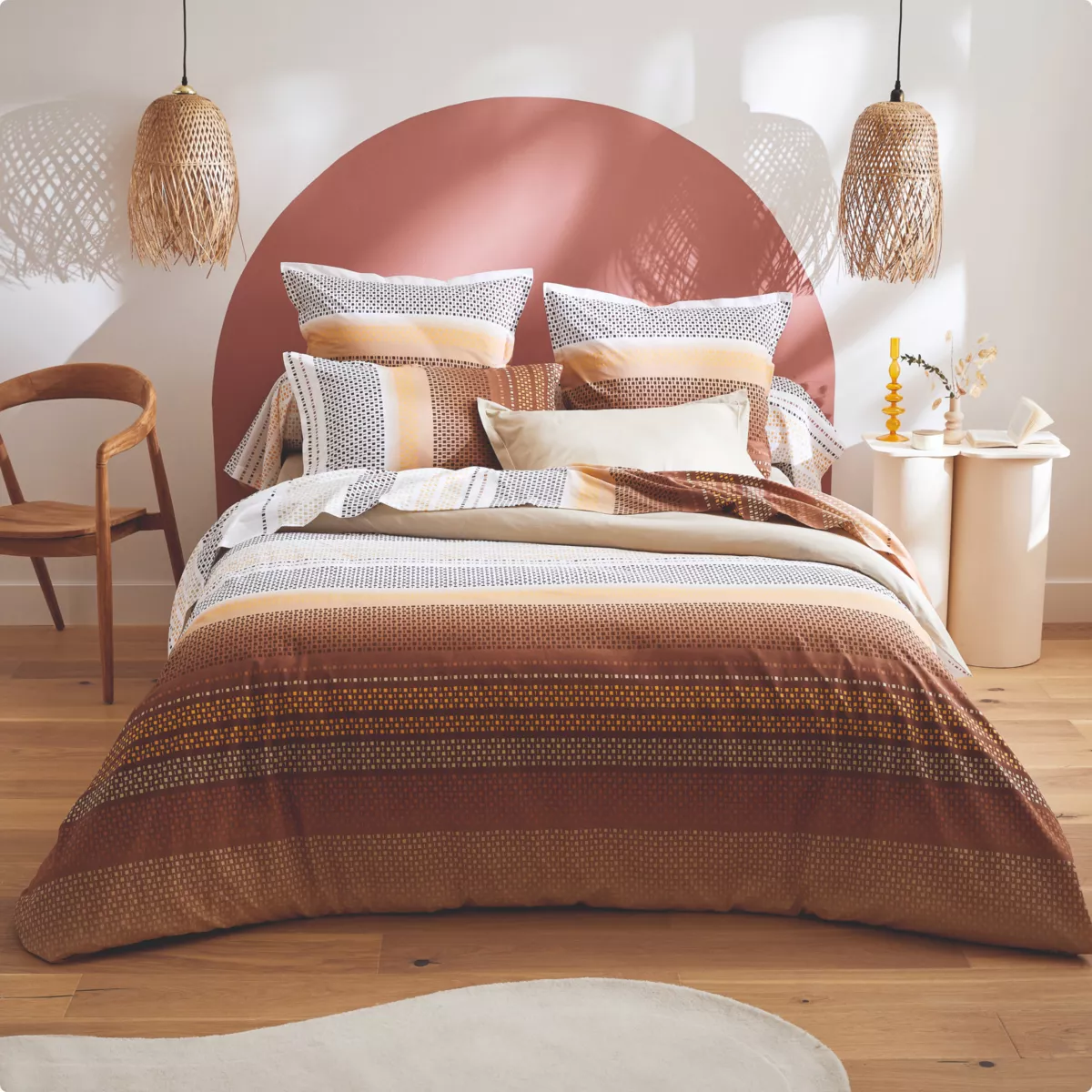 Federa cuscino letto quadrato cotone (65 x 65 cm) Niagara Marrone castagna