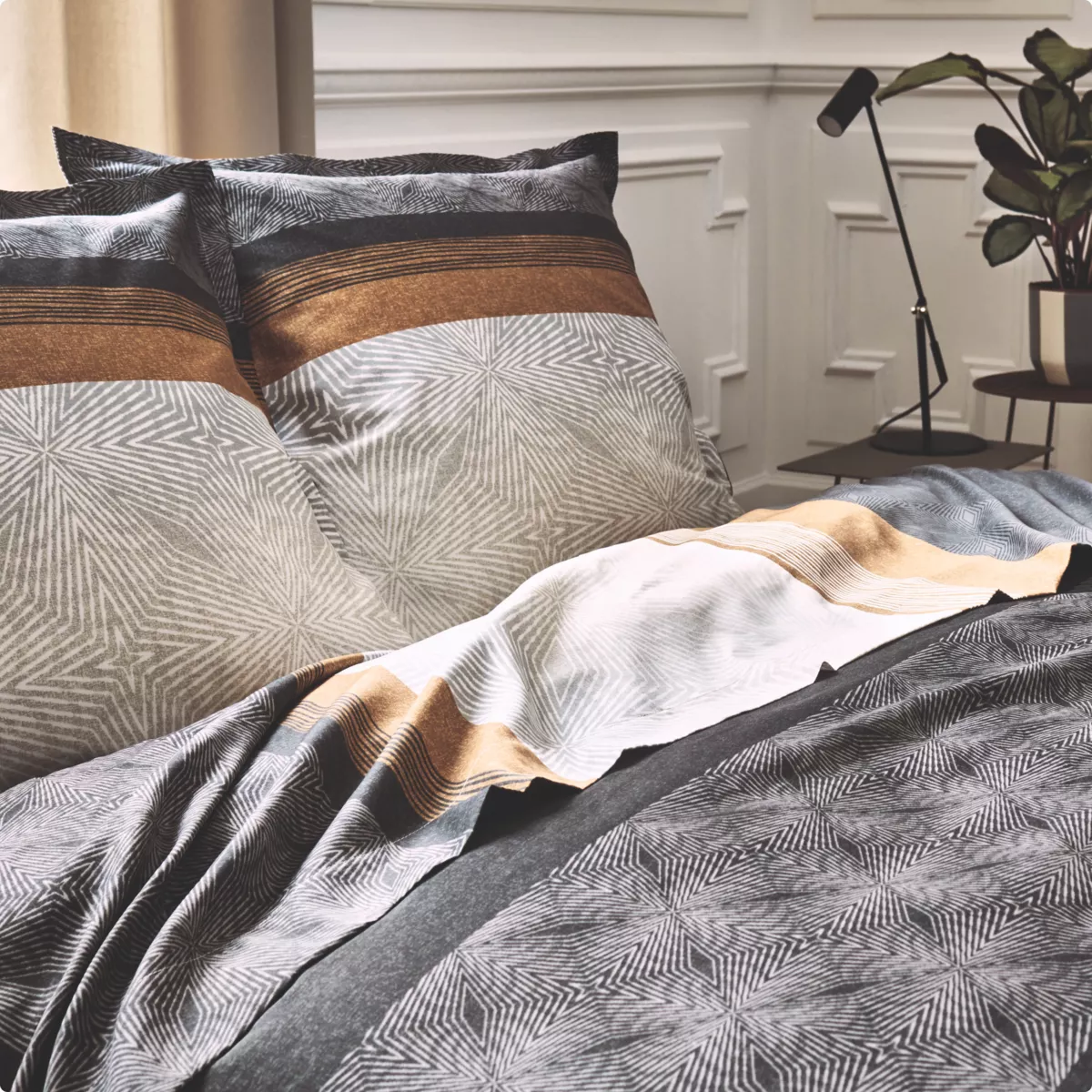 Copripiumino in raso di cotone (260 x 240 cm) Tiago Nero