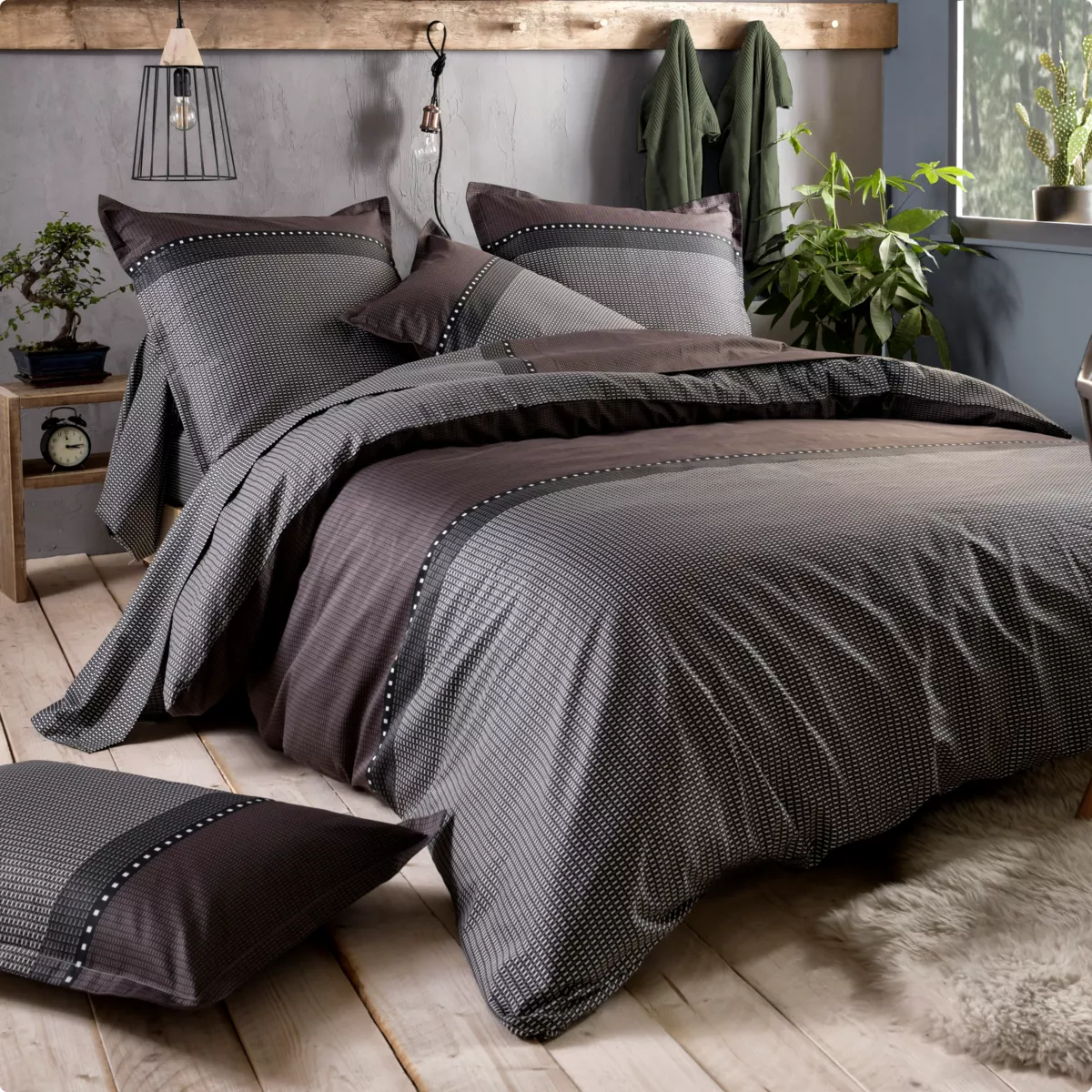 Housse de couette satin de coton (240 cm) Enzo Noire