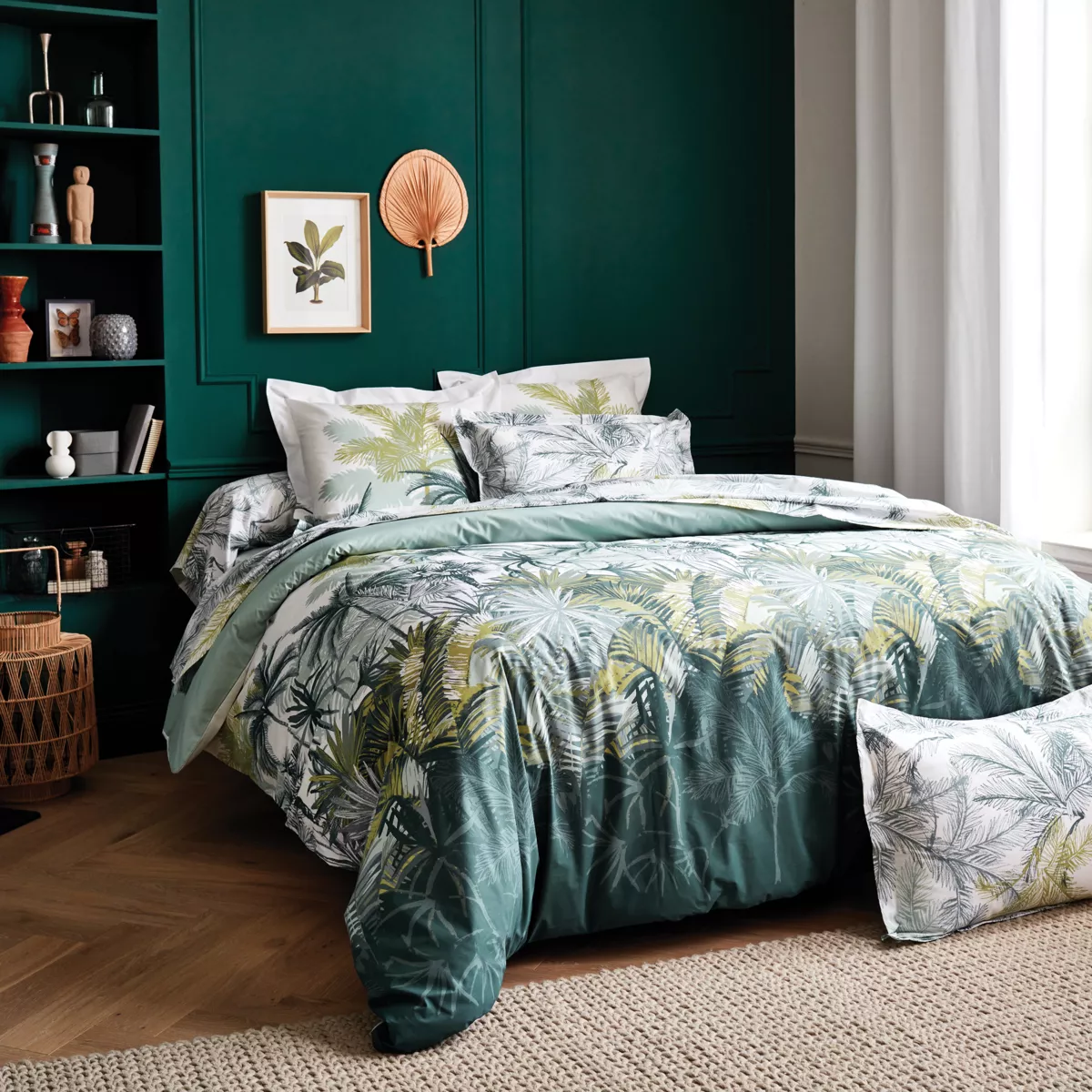 Federa cuscino letto quadrata percalle di cotone (65 x 65 cm) Trinidad Mousson Verde