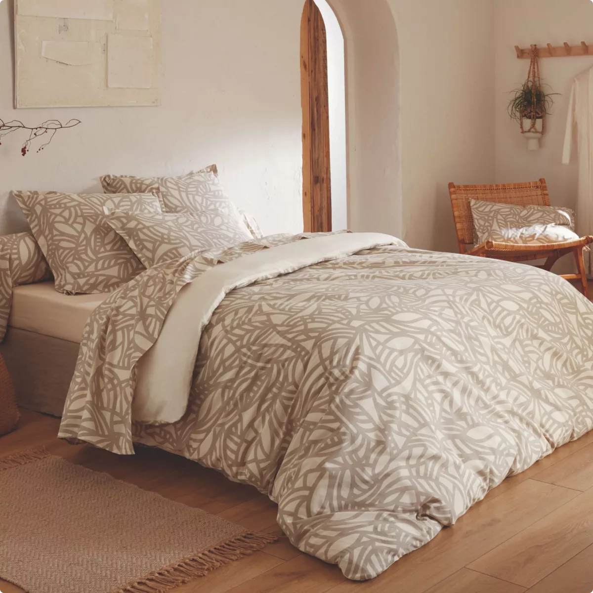 Housse de couette coton lavé (260 x 240 cm) Séréna Beige