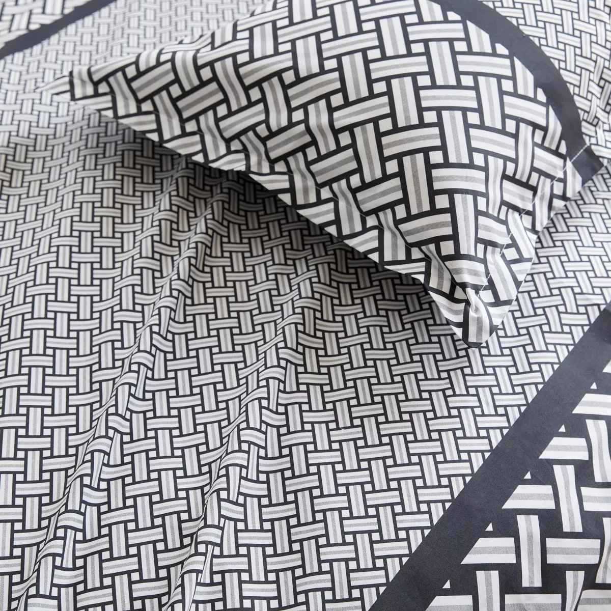 Federa cuscino letto rettangolare percalle di cotone (50 x 70 cm) Riviera Grigia