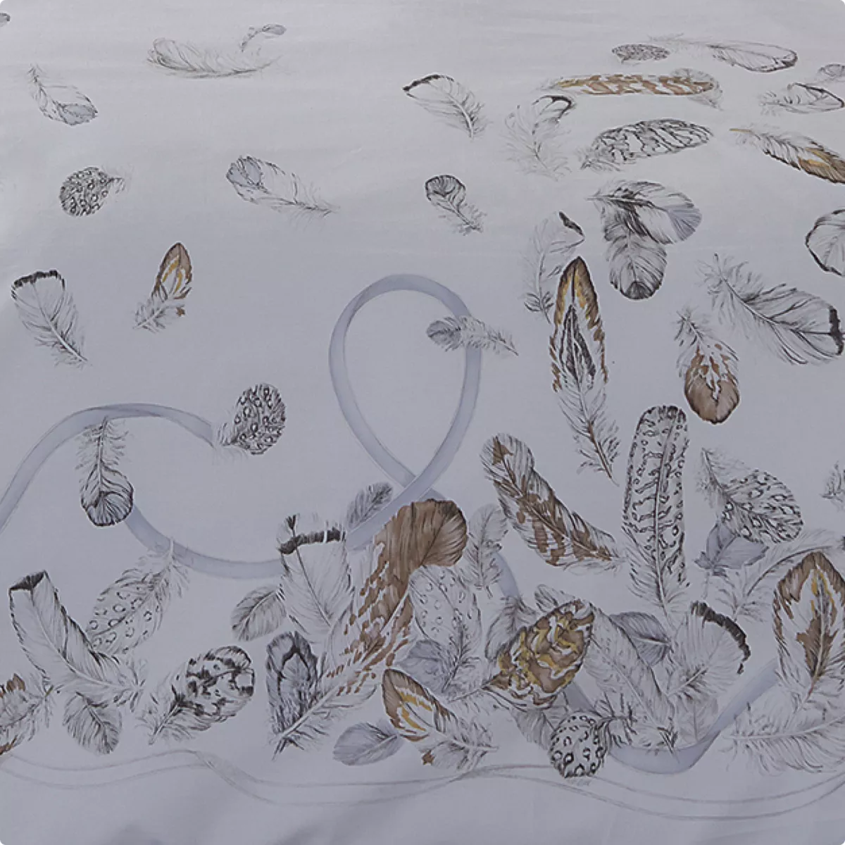 Copripiumino percale de cotone (260 cm) Plumes Grigio
