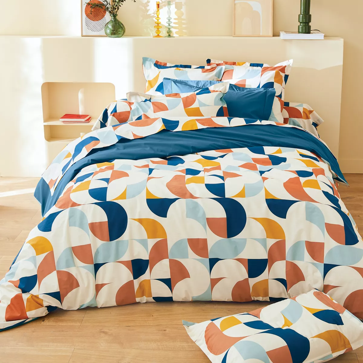 Federa cuscino a rullo percalle di cotone (L200 cm) Modulo Multicolore