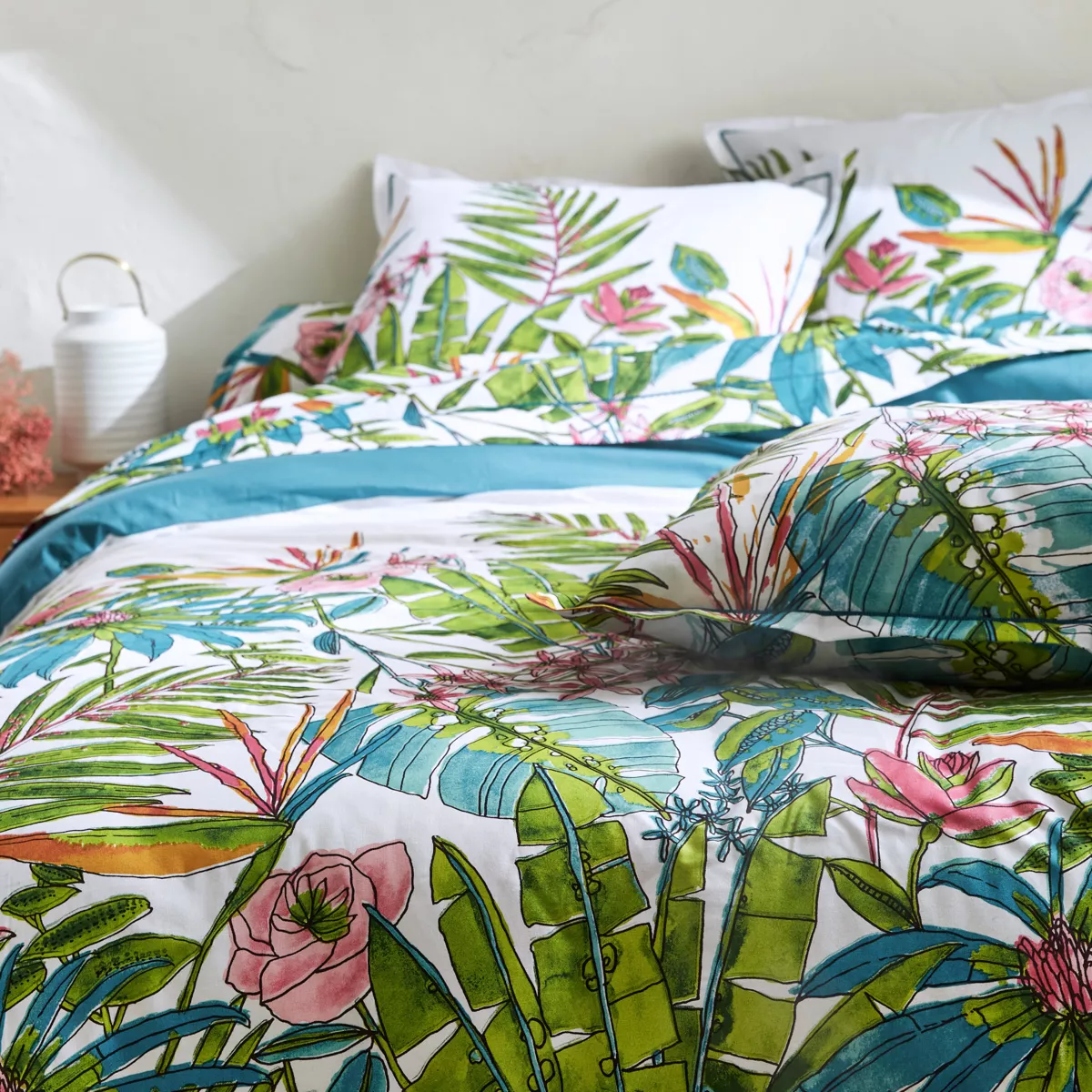 Housse de couette coton (240 x 220 cm) Sumatra Paon Multicolore