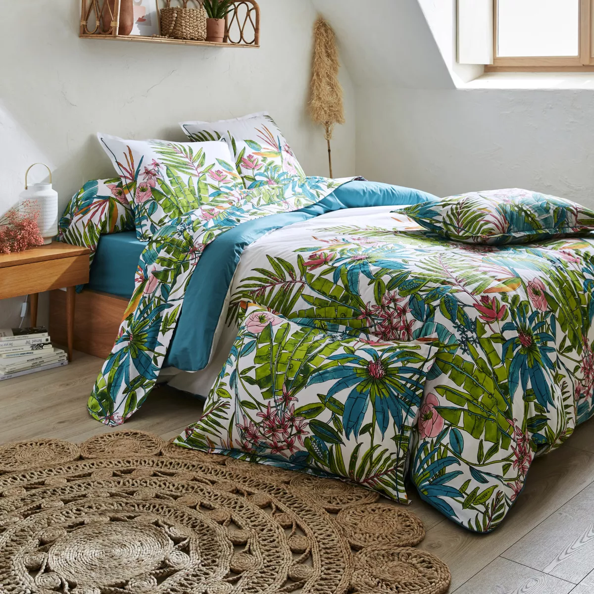 Housse de couette coton (260 x 240 cm) Sumatra Paon Multicolore