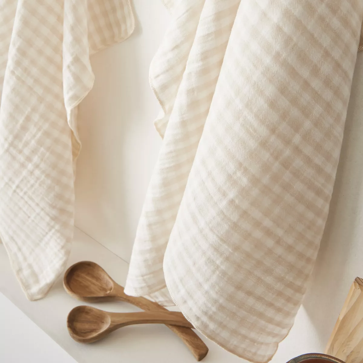 Mantel rectangular en gasa de algodón (150 x 250 cm) Vickie Beige