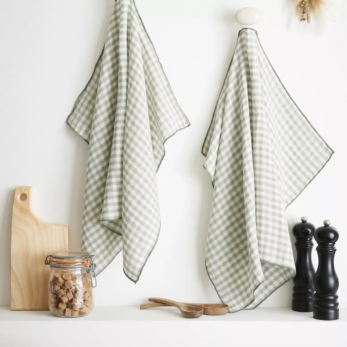 Set di 2 strofinacci in garza di cotone (50 x 70 cm) Vickie Verde eucalipto