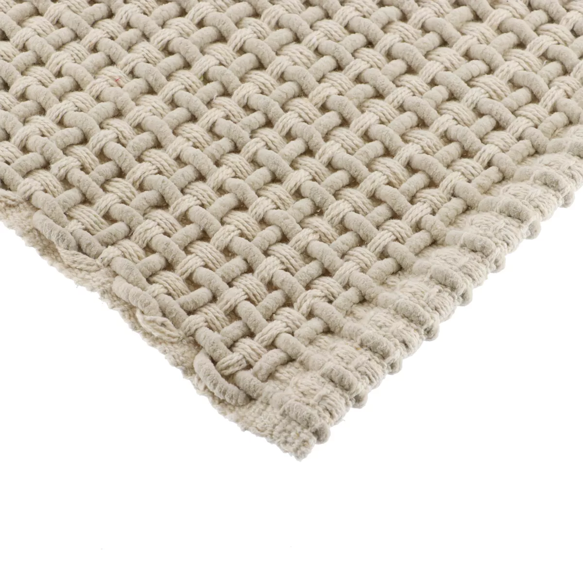 TAPIS POLYESTER/COTON TRESSE 50X120 CM - BEIGE