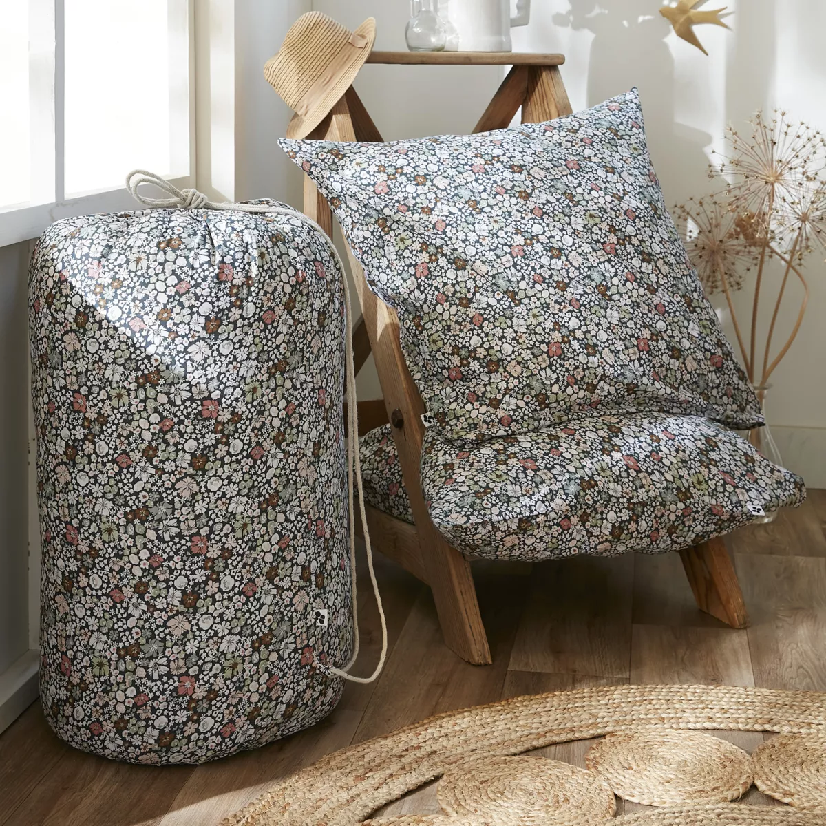 Housse de couette et deux taies coton (240 x 220 cm) Malia Multicolore