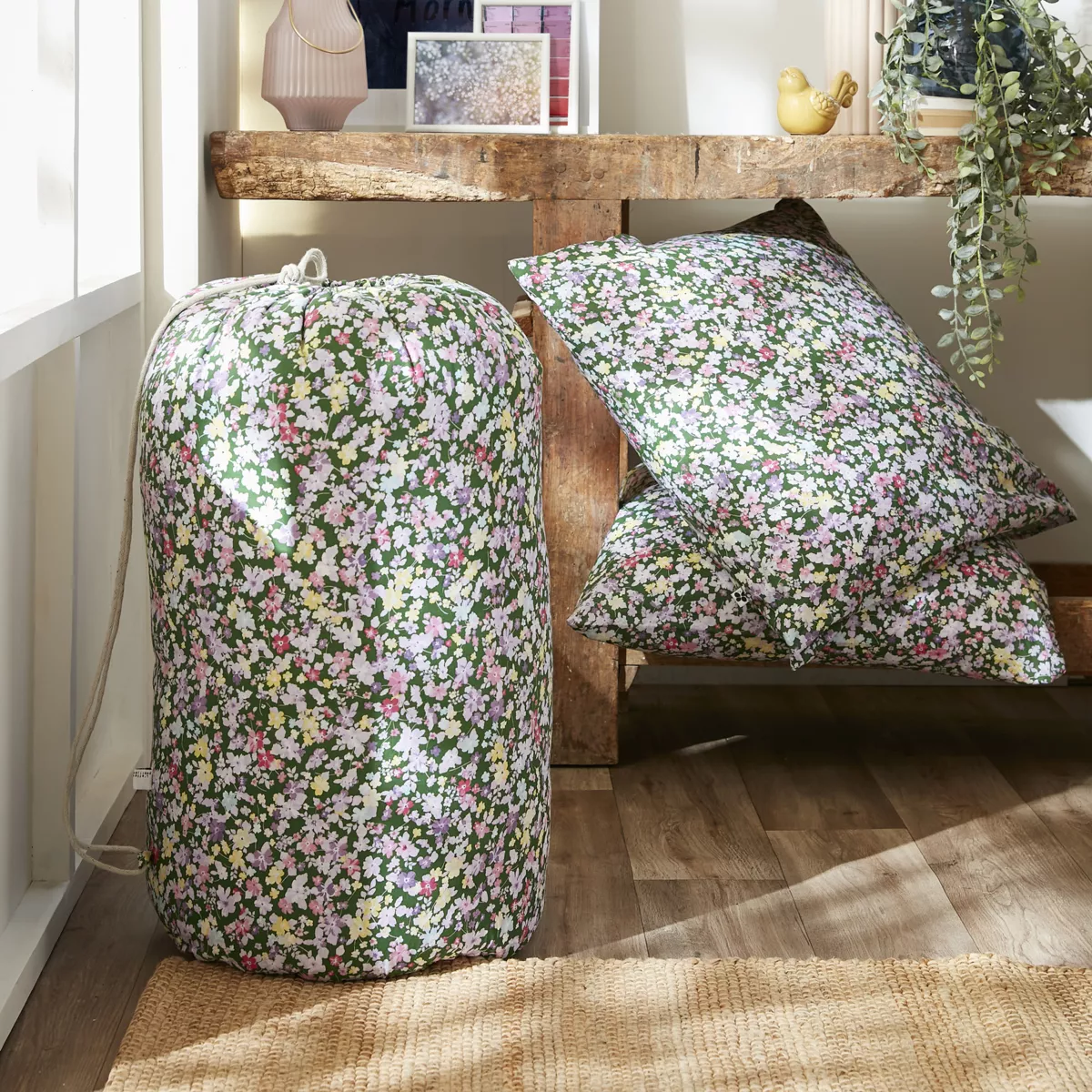 Nórdico estampado templado (140 x 200 cm) y una funda en algodón Myosotis Multicolor