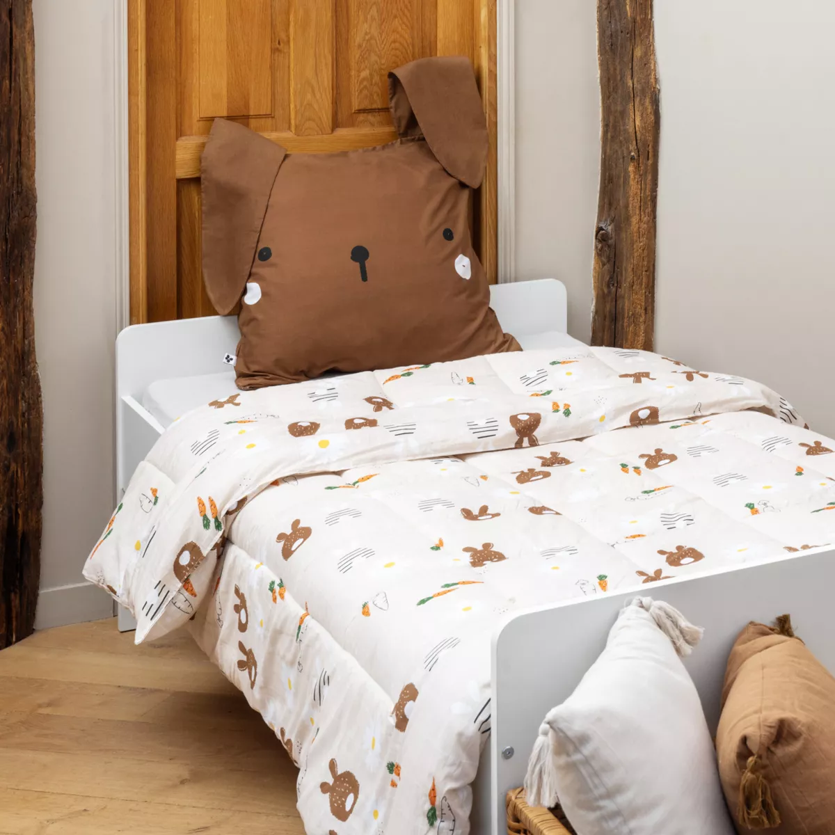 Edredón nórdico estampado y su funda de almohada para niño (140 x 200 cm) Pompon Marrón