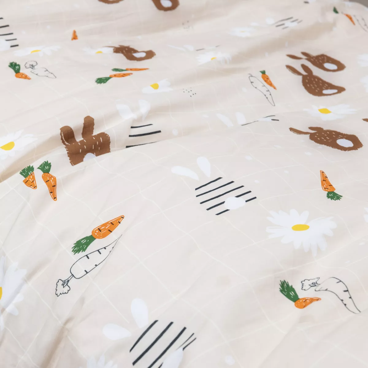 Housse de couette et une taie enfant coton (140 x 200 cm) Pompon Marron