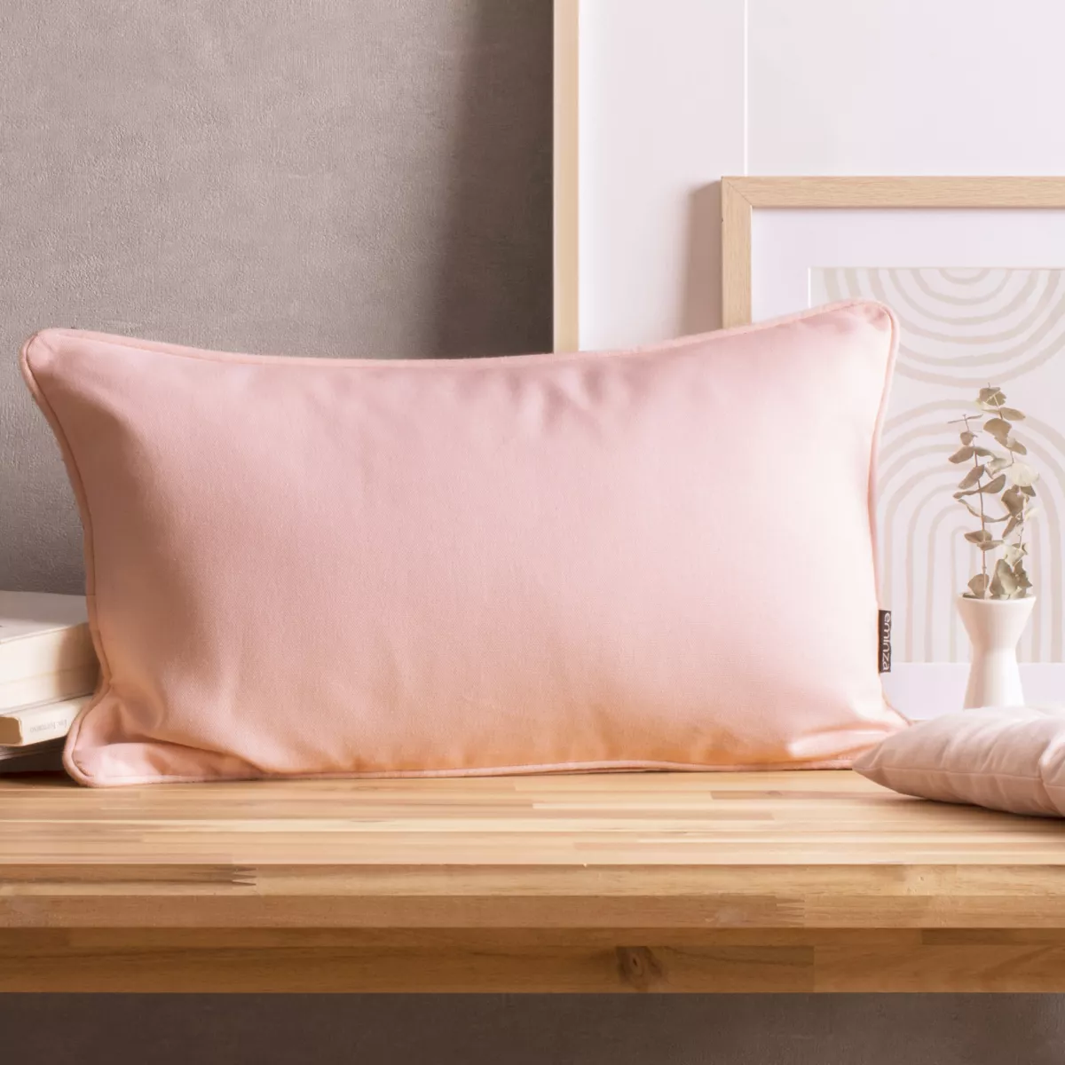 Coussin rectangulaire coton (30 x 50 cm) Pixel Rose poudré