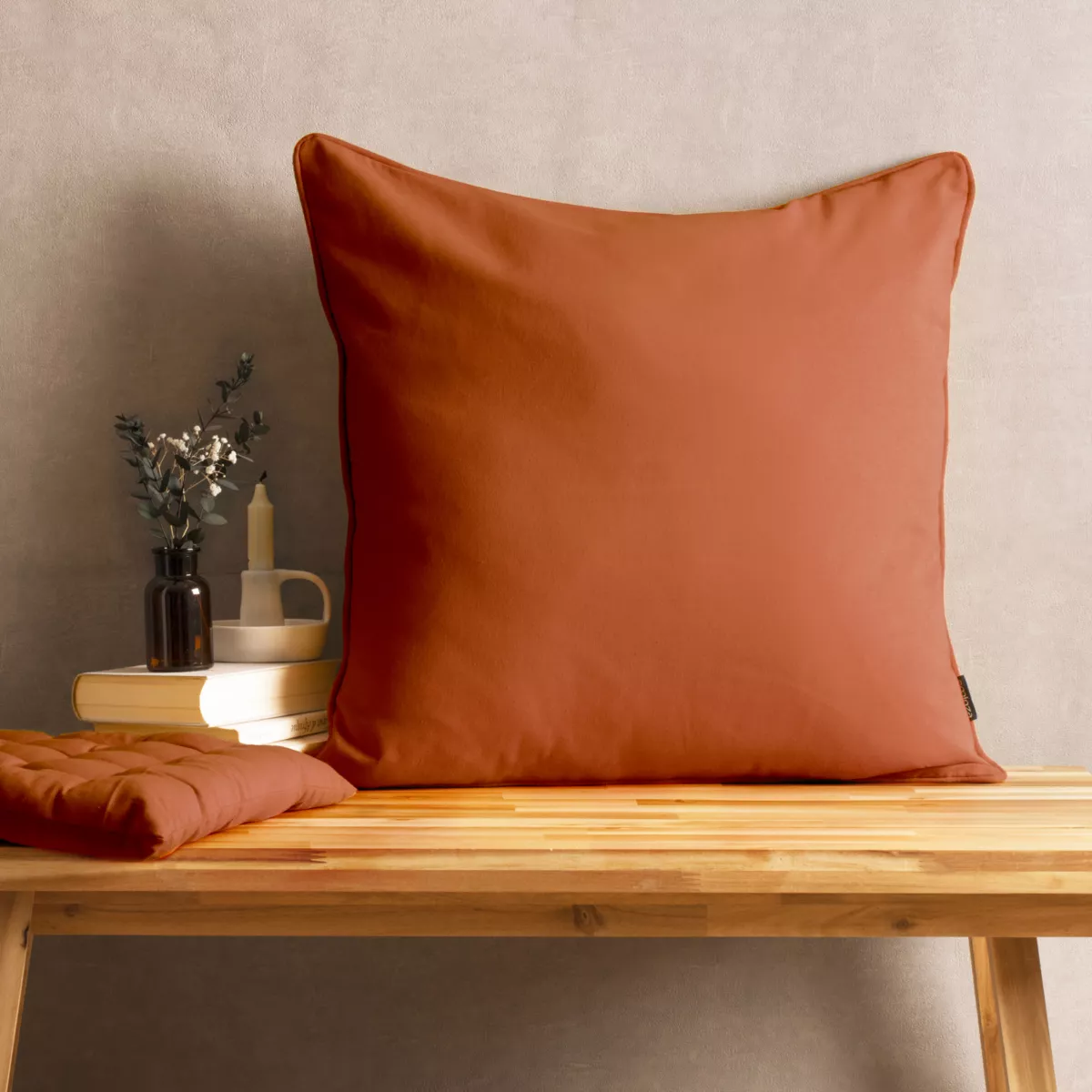 Coussin carré coton (60 x 60 cm) Pixel Terracotta