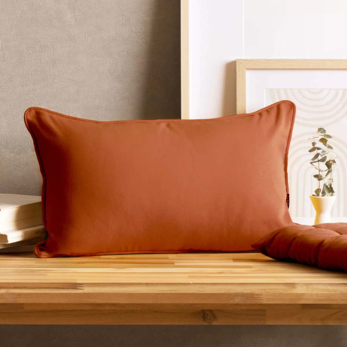 Coussin rectangulaire coton (30 x 50 cm) Pixel Terracotta