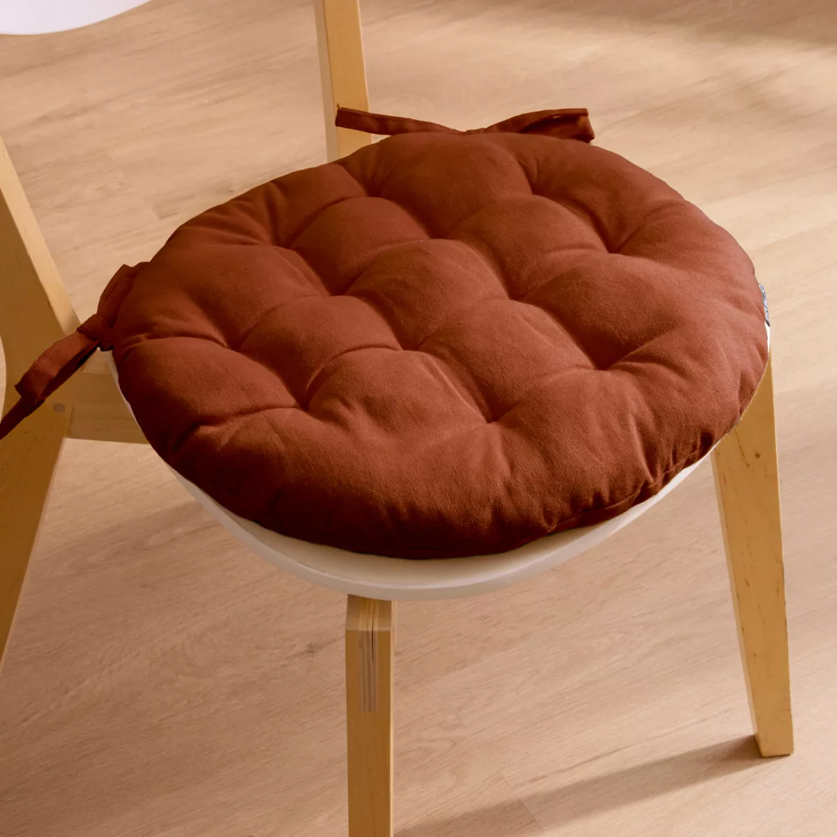 Coussin de chaise rond coton (40 cm) Pixel Terracotta