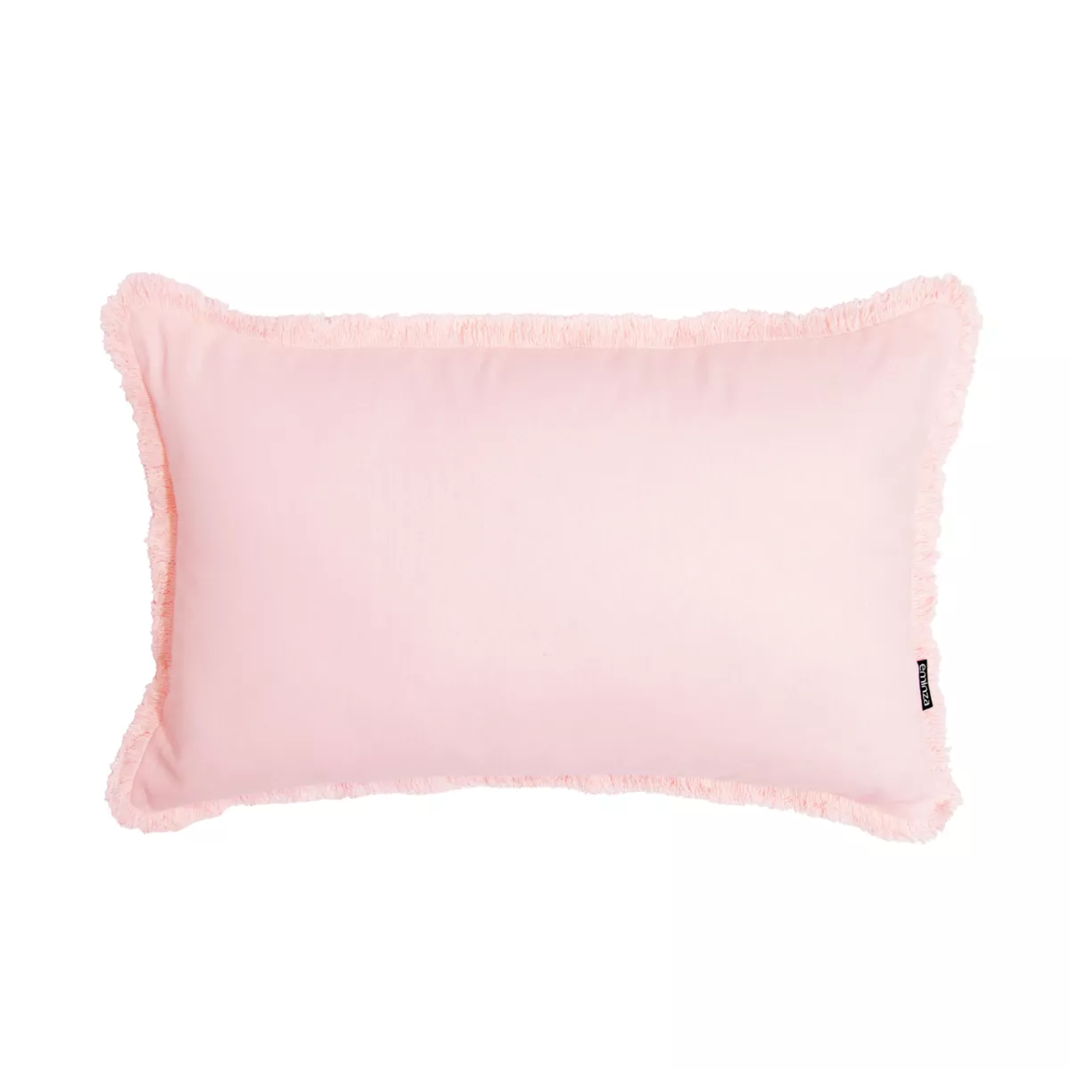 Cojín rectangular en algodón (40 x 60 cm) Pixel con flecos en Rosa empolvado