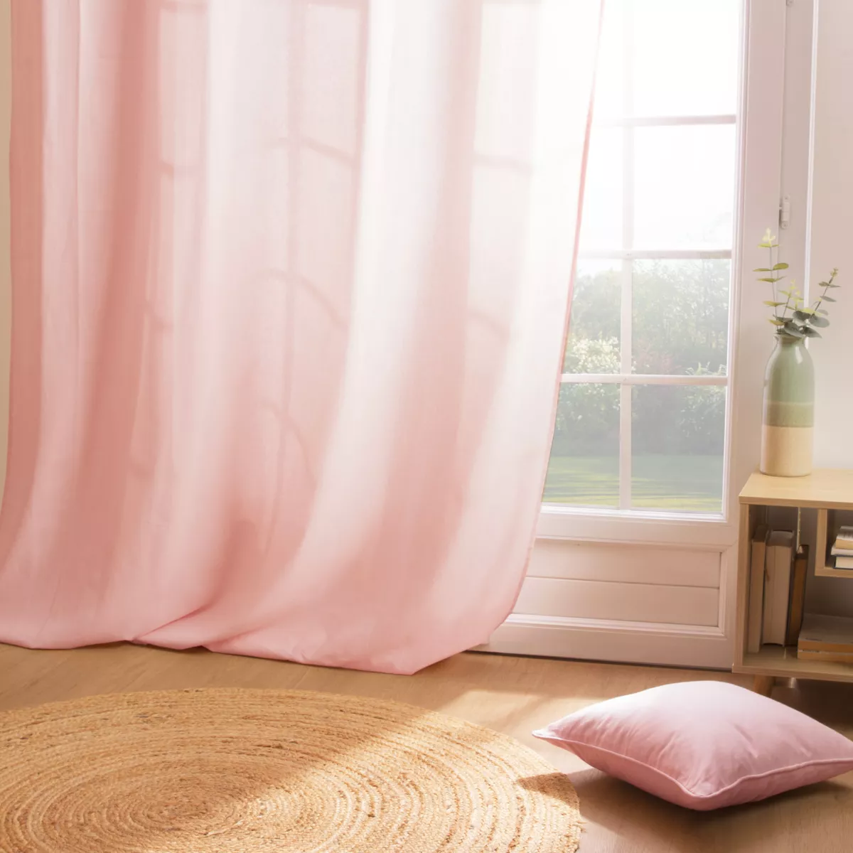 Rideau coton (140 x 260 cm) Kala Rose pivoine 1