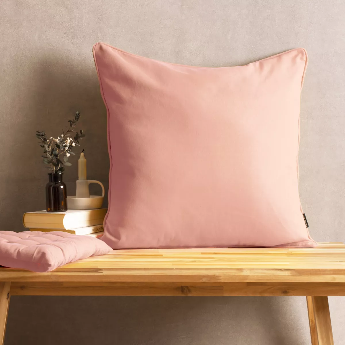 Coussin carré coton (60 x 60 cm) Pixel Rose pêche