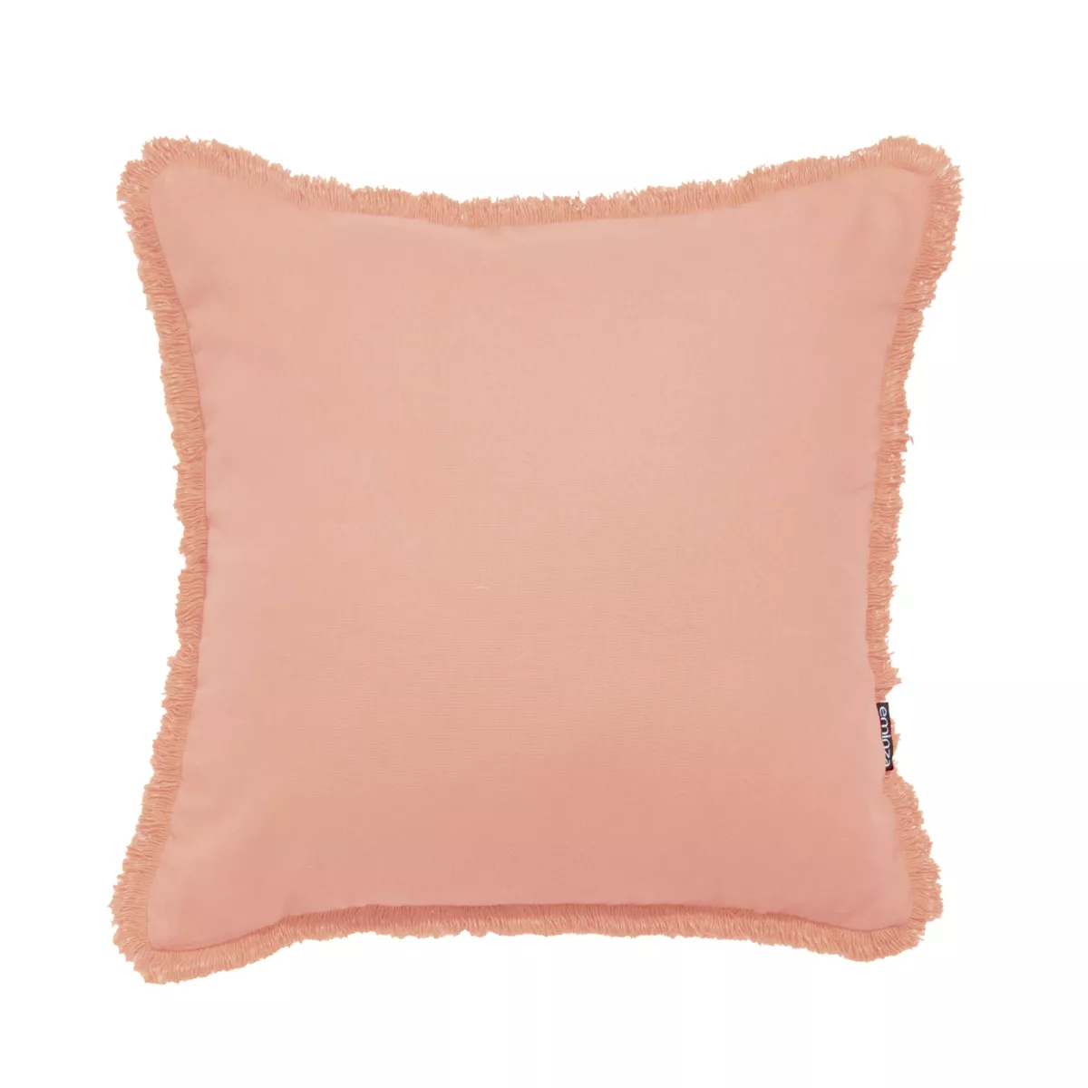 Cuscino quadrato in cotone (45 x 45 cm) Pixel con frange Rosa pesca