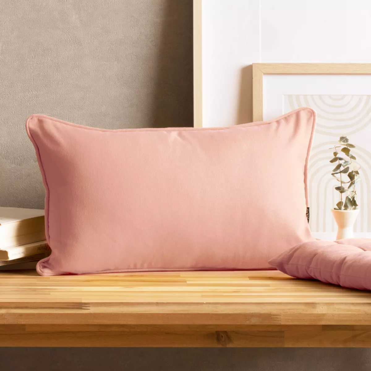 Cojín rectangular en algodón (30 x 50 cm) Pixel Rosa melocotón