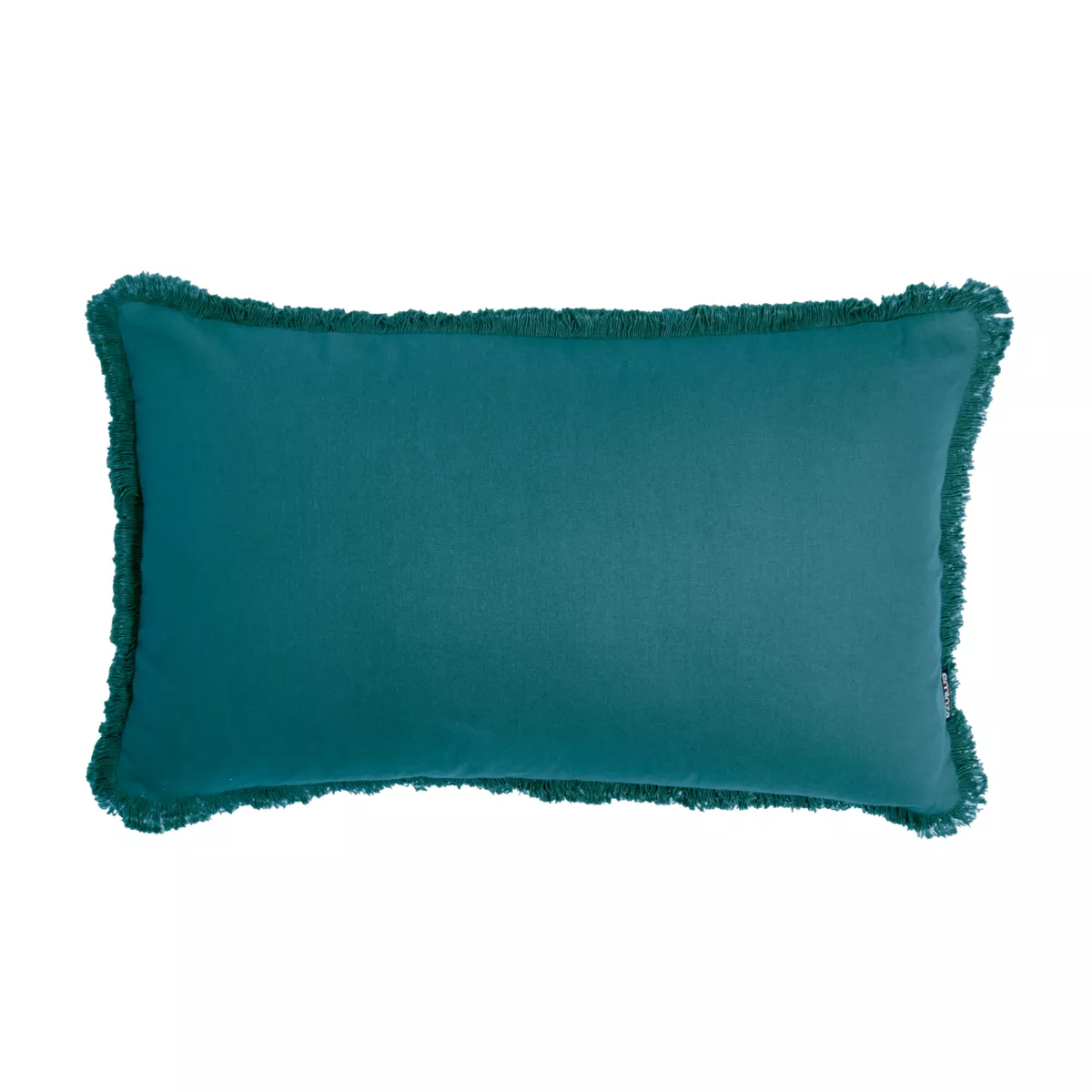 Coussin rectangulaire coton (40 x 60 cm) Pixel franges Bleu canard