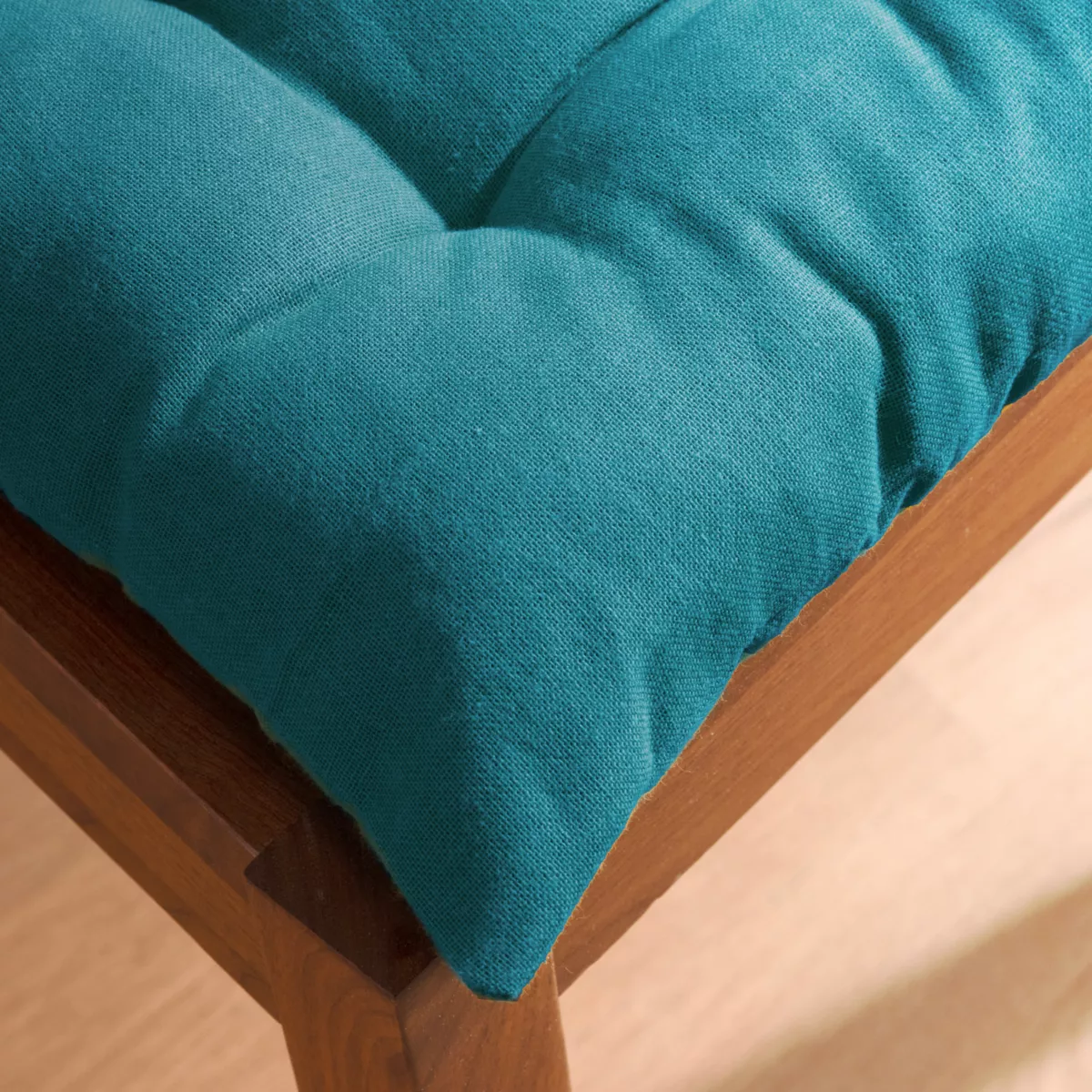 Coussin de chaise carré coton (40 x 40 cm) Pixel Bleu canard