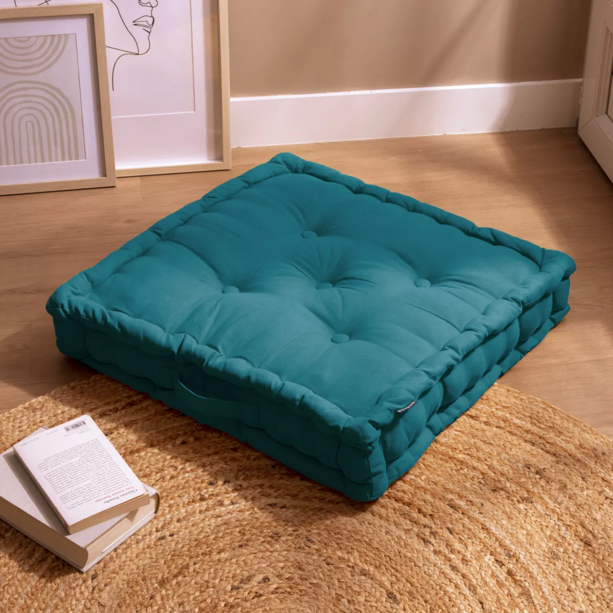 Bodenkissen (60 x H10 cm) Pixel Petrolblau