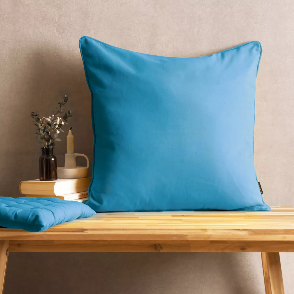 Coussin carré coton (60 x 60 cm) Pixel Bleu turquoise