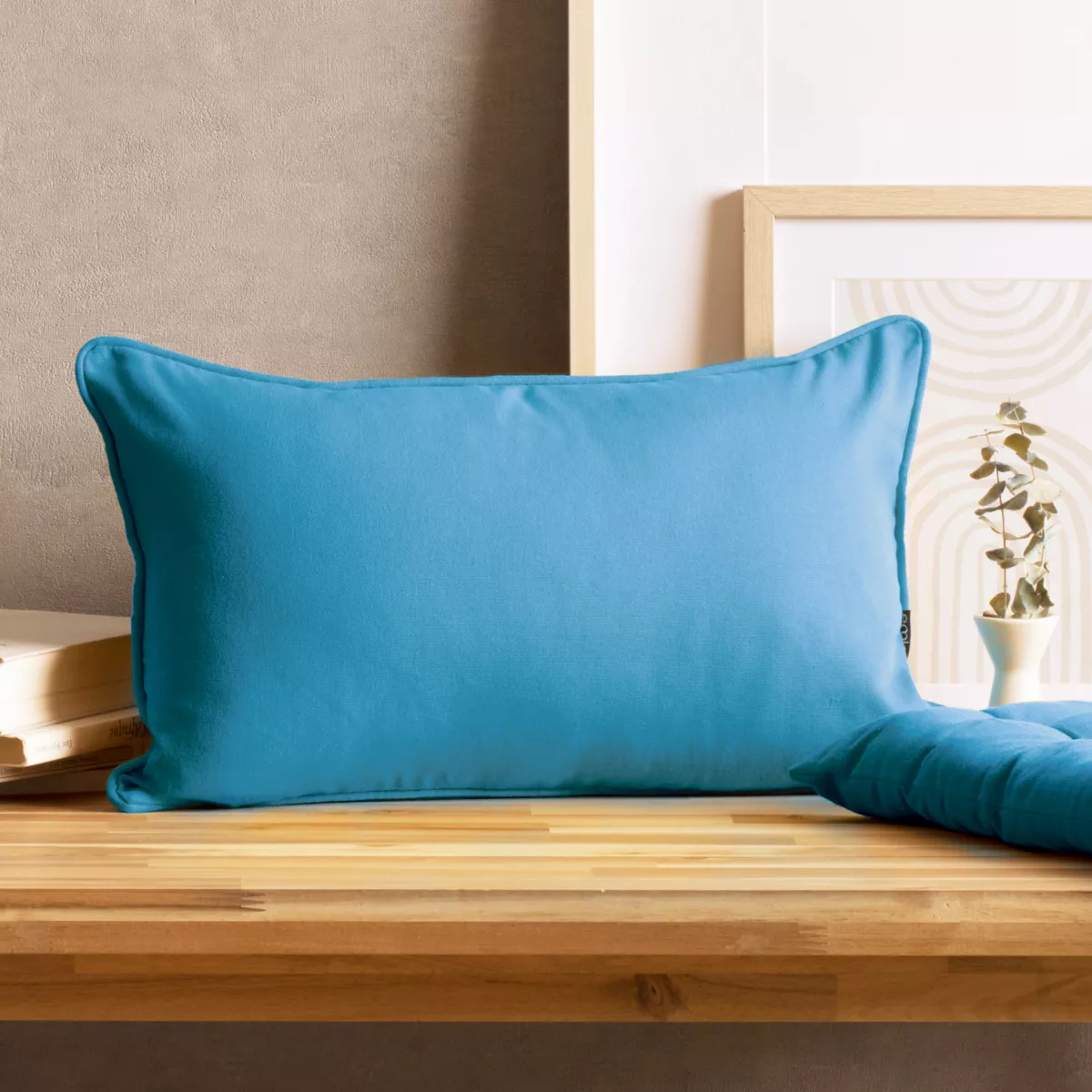 Cuscino rettangolare in cotone (30 x 50 cm) Pixel Blu turchese