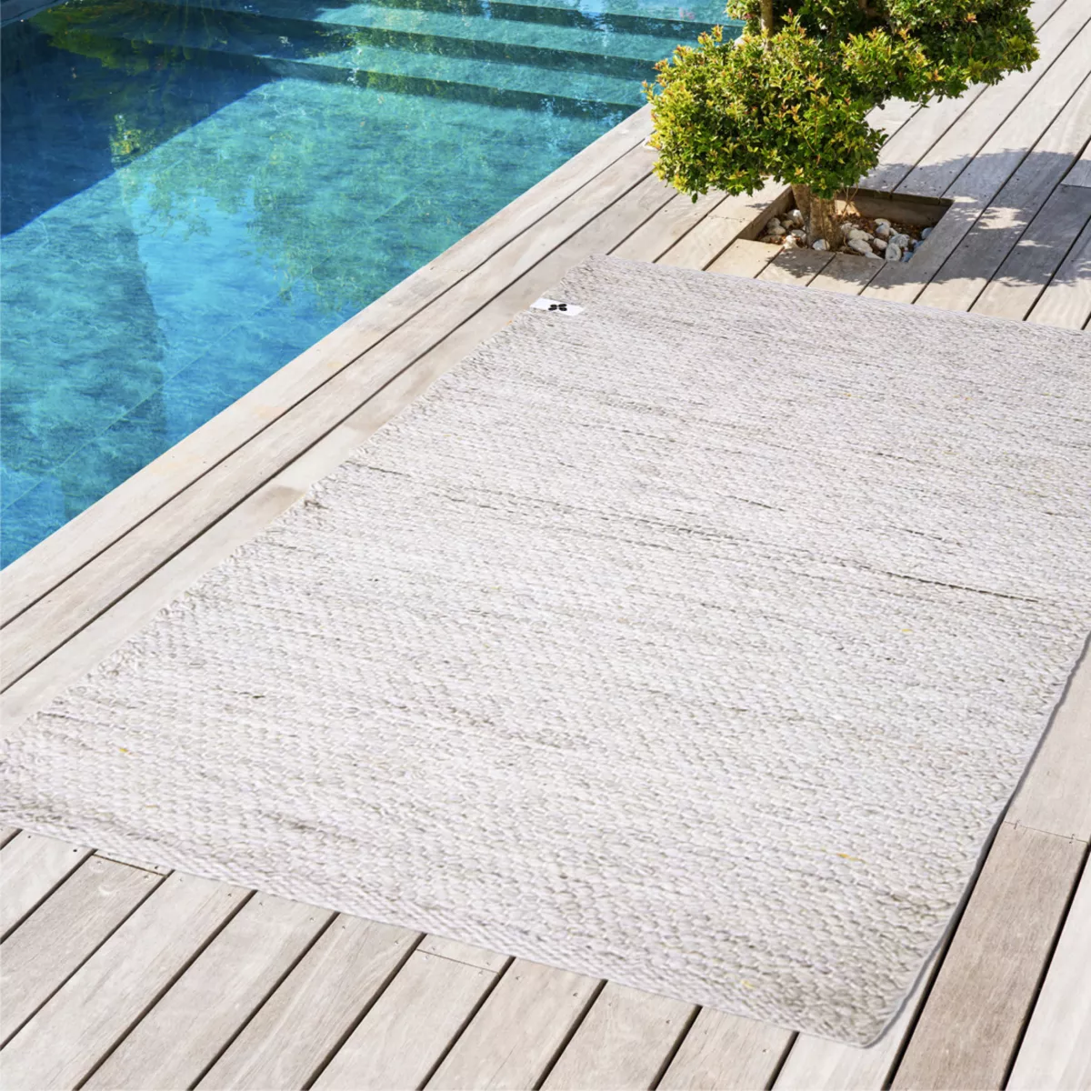 Tapis d'extérieur rectangulaire (50 x 80 cm) Léo Beige chiné