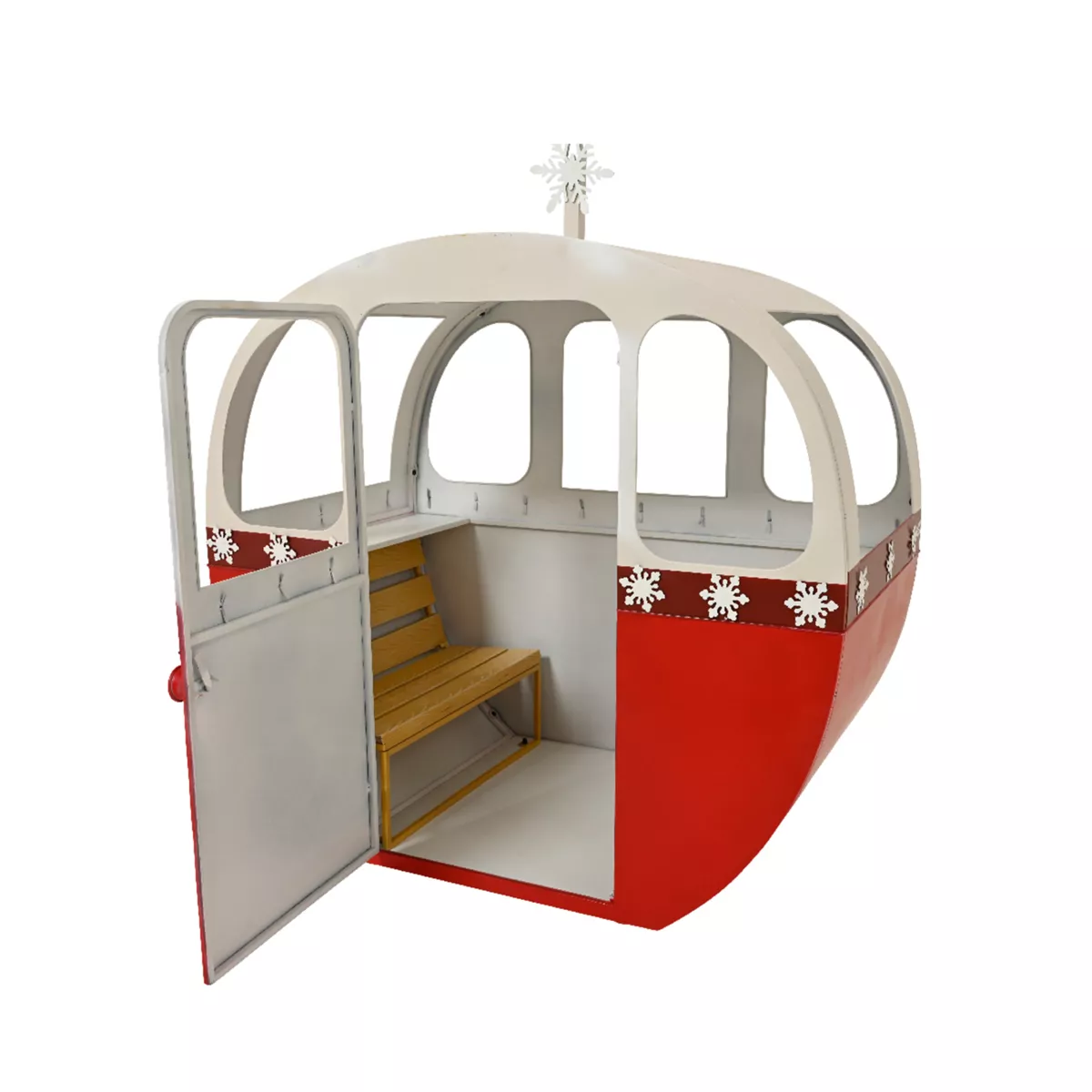 Telecabina Gigante in Metallo (H120 cm) Inverno Rosso e Bianco