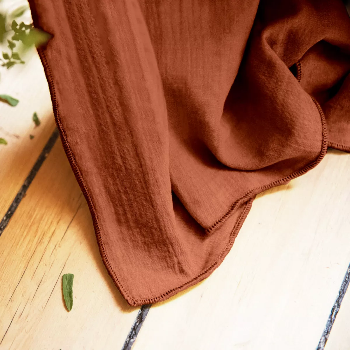 Rideau gaze de coton galon fronceur (140 x 240 cm) Gaïa Terracotta