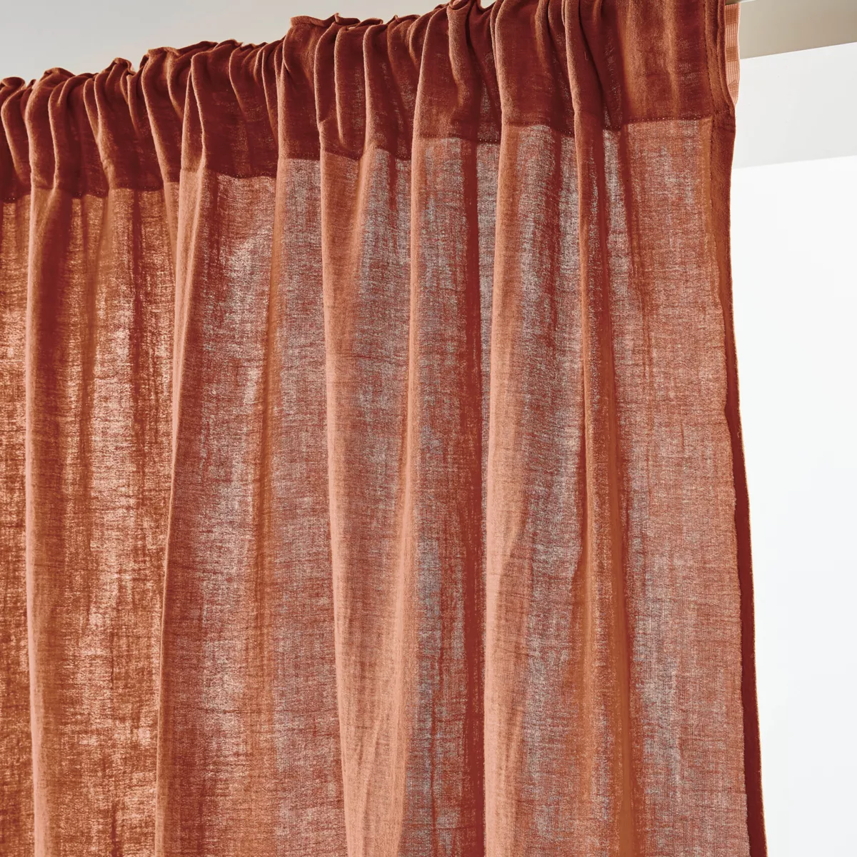 Rideau gaze de coton galon fronceur (140 x 240 cm) Gaïa Terracotta